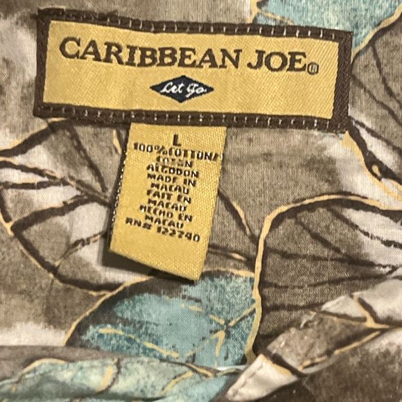 Caribbean Joe Men’s Hawaiian Aloha Button Down Shirt Floral Tropical Print Large - Picture 7 of 7